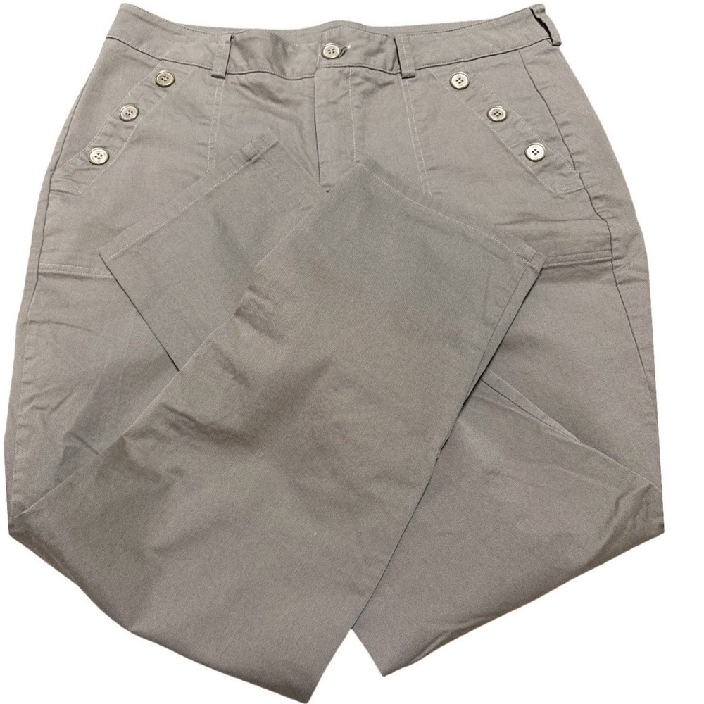 Saint + Sofia Chelsea Button Detail Trousers Womens‎ Size 12 Tan Office Chic